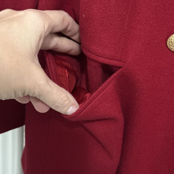 Vintage Stephanie Andrew’s Wool Double Breasted RED Blazer Plus Size 22 2x - Picture 4 of 9